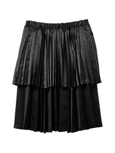 Black Comme Des Garçons Pleated Midi Skirt In Black