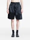 Black Comme Des Garçons Pleated Satin-effect Tailored Shorts In Black
