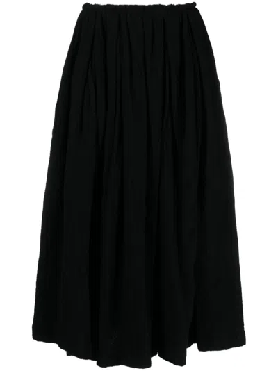 Black Comme Des Garçons Pleated Wool Skirt In 1 Black