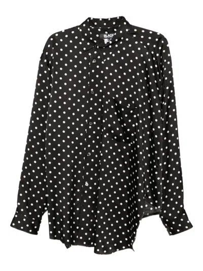 Black Comme Des Garçons Polka-dot Asymmetric Shirt In Black