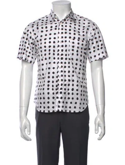 Pre-owned Black Comme Des Garçons Polka Dot Print Short Sleeve Shirt In White