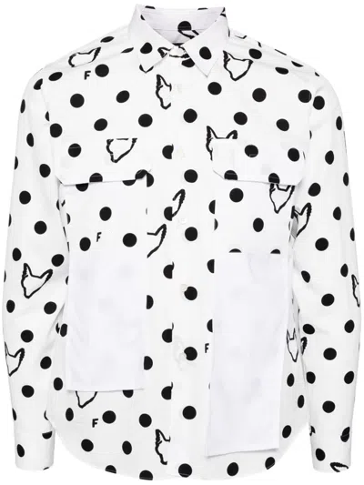 Black Comme Des Garçons Polka-dots Shirt In White