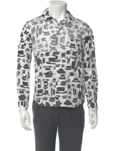 Pre-owned Black Comme Des Garçons Printed Long Sleeve Shirt In White