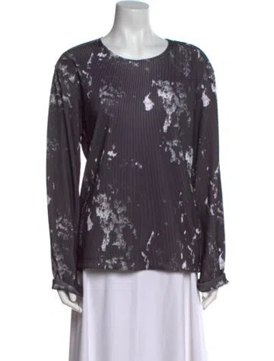 Pre-owned Black Comme Des Garçons Printed Scoop Neck Blouse In Gray