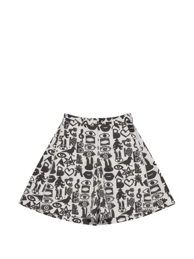 Black Comme Des Garçons Printed Shorts In White
