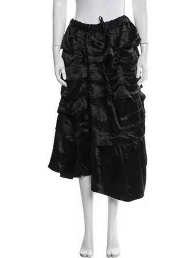 Pre-owned Black Comme Des Garçons Raw-edge Trim Midi Length Skirt In Black
