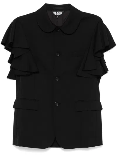 Black Comme Des Garçons Ruffle-detailing Blazer In Schwarz