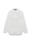 Black Comme Des Garçons Ruffled Collared Shirt In Multi