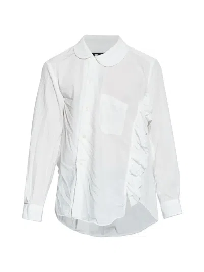 Black Comme Des Garçons Ruffled-detail Shirt In White