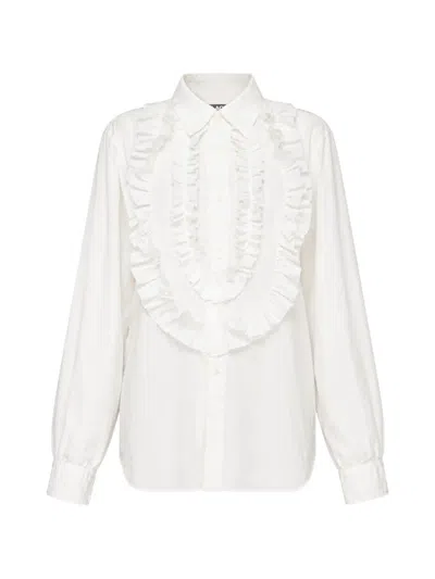 Black Comme Des Garçons Ruffled Long-sleeve Shirt In Burgundy
