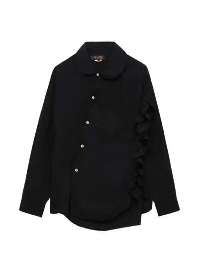 Black Comme Des Garçons Ruffled Peter Pan Collar Shirt In Black