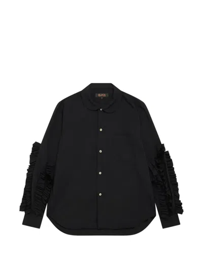 Black Comme Des Garçons Ruffled Peter Pan-collar Shirt In Black