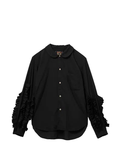 Black Comme Des Garçons Ruffled Shirt In Metallic