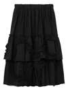 Black Comme Des Garçons Ruffled Tiered Midi Skirt In Black