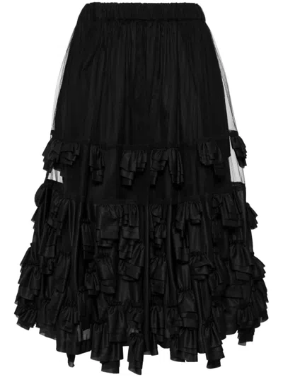 Black Comme Des Garçons Ruffled Tulle Skirt In Black