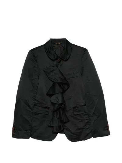 Black Comme Des Garçons Ruffle-trimmed Peter Pan-collar Jacket In Black