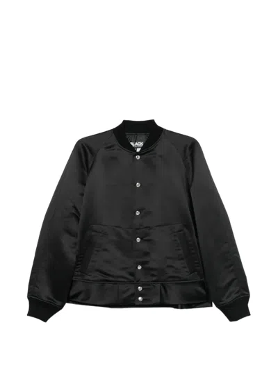 Black Comme Des Garçons Satin Raglan-sleeve Jacket In Black