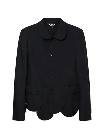 Black Comme Des Garçons Scalloped-hem Peter Pan-collar Jacket In Black
