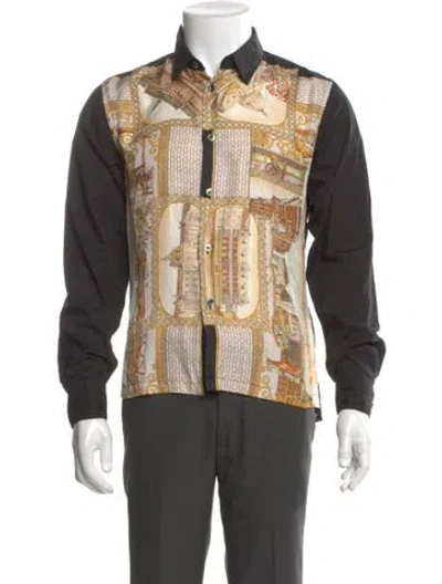 Pre-owned Black Comme Des Garçons Silk Printed Shirt In Multi
