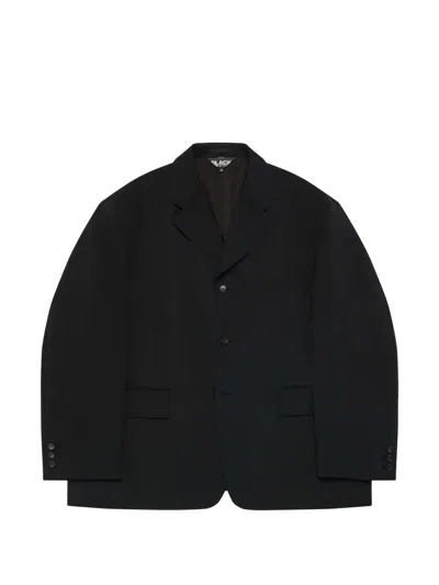 Black Comme Des Garçons Single-breasted Wool Blazer In Animal Print