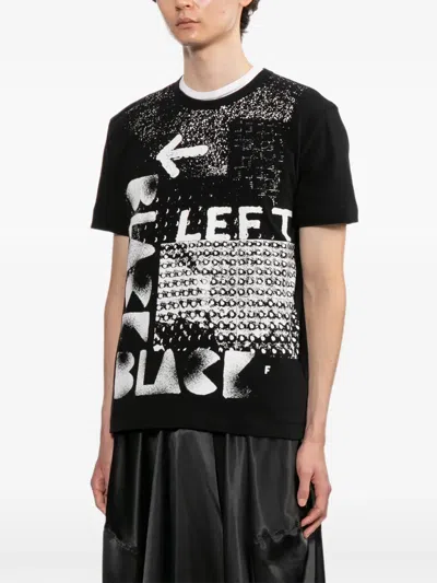 Black Comme Des Garçons 슬로건 프린트 티셔츠 In Black