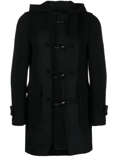 Black Comme Des Garçons Slouch-hood Wool-blend Coat In Black