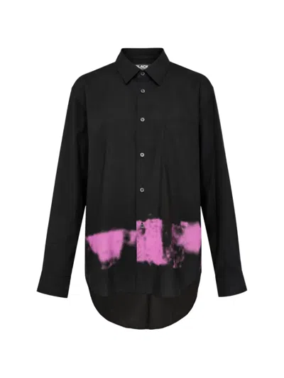 Black Comme Des Garçons Spray-print Long-sleeve Shirt In Black