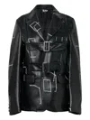 Black Comme Des Garçons Stitched-detail Leather Blazer In Black
