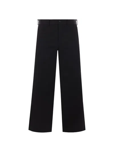 Black Comme Des Garçons Straight-leg Cropped Trousers In Blue