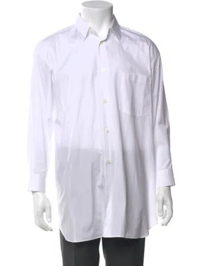 Pre-owned Black Comme Des Garçons Striped Long Sleeve Dress Shirt In White