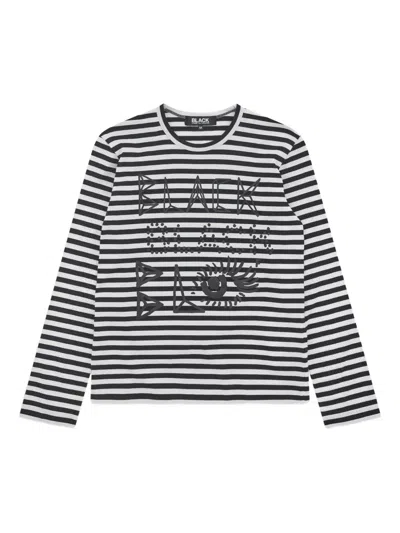Black Comme Des Garçons Striped Long-sleeved T-shirt In White