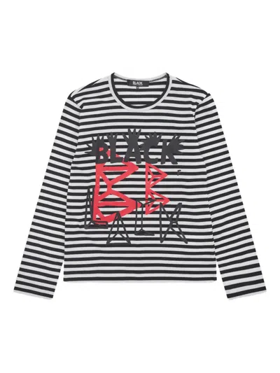Black Comme Des Garçons Striped Long-sleeved T-shirt In White
