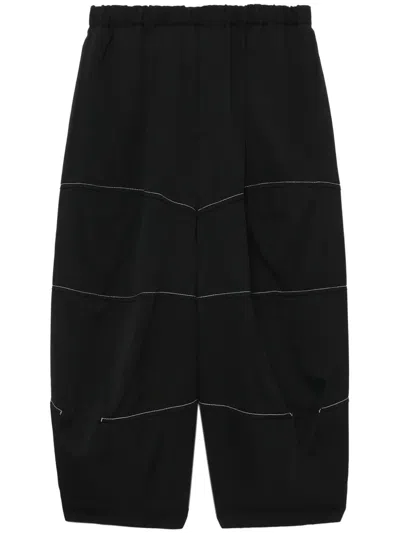 Black Comme Des Garçons Tapered-leg Cropped Trousers In Black