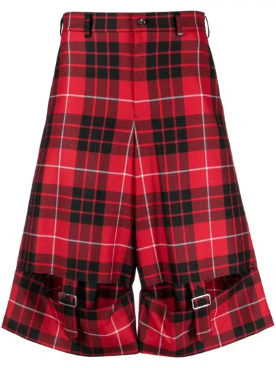 Black Comme Des Garçons Tartan Check-pattern Wool Shorts In Multi