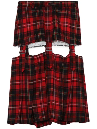 Black Comme Des Garçons Red Cutout Midi Skirt In Red/black