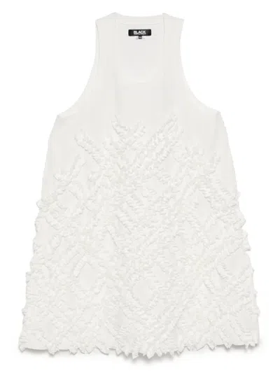 Black Comme Des Garçons Textured Sleeveless Dress In White