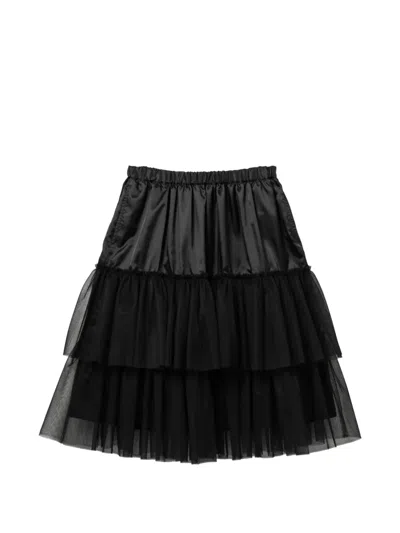 Black Comme Des Garçons Tiered Midi Skirt In Blue