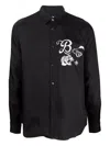 Black Comme Des Garçons Tiger-embroidered Shirt In Black