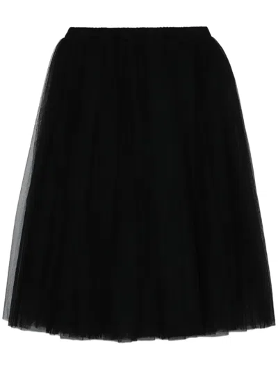 Black Comme Des Garçons Tulle Midi Skirt In Black