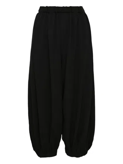 Black Comme Des Garçons Twill Pleated Trousers In Black