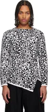Black Comme Des Garçons White & Black Leopard Sweater In Black