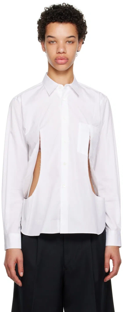 Black Comme Des Garçons White Cutout Shirt In 2 White