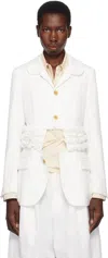 BLACK COMME DES GARÇONS WHITE POLYESTER SOFT TWILL BLAZER