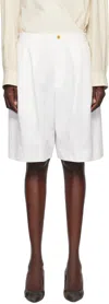 Black Comme Des Garçons White Polyester Twill Shorts