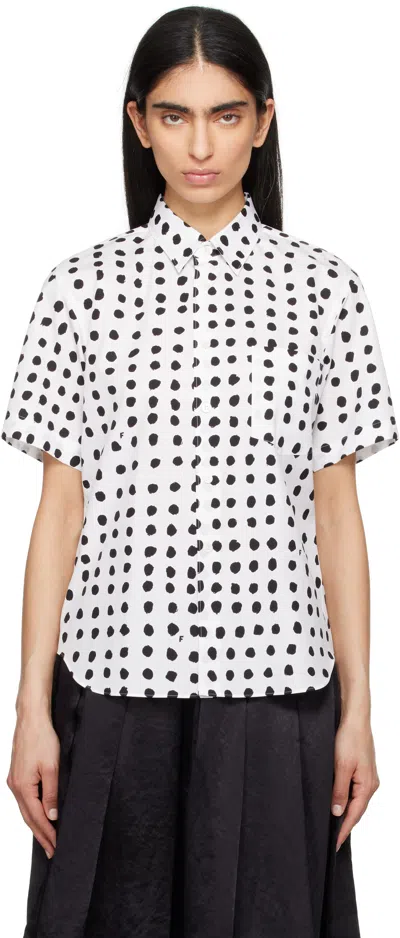 Black Comme Des Garçons White Short Sleeve Shirt In 1 White/black