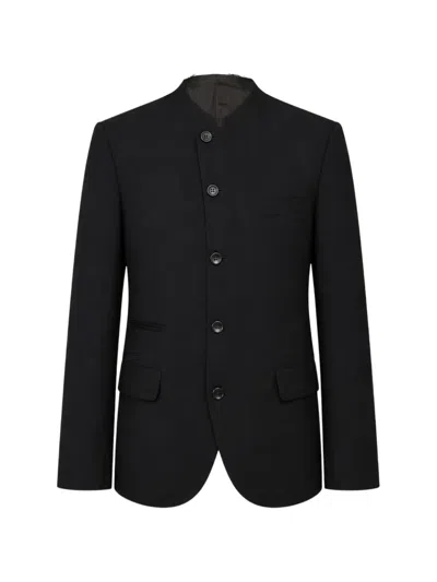 Black Comme Des Garçons Wool Mandarin-collar Jacket In Black