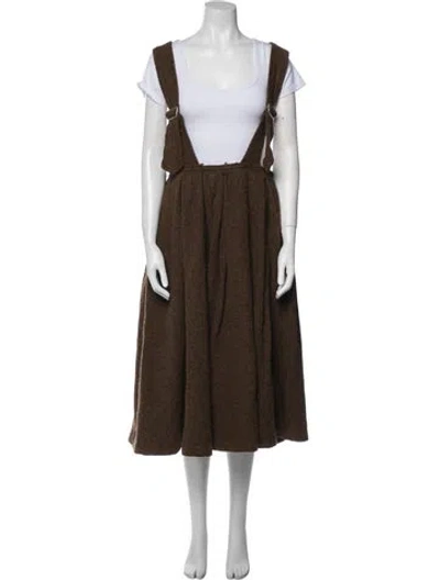 Pre-owned Black Comme Des Garçons Wool Midi Length Skirt In Green