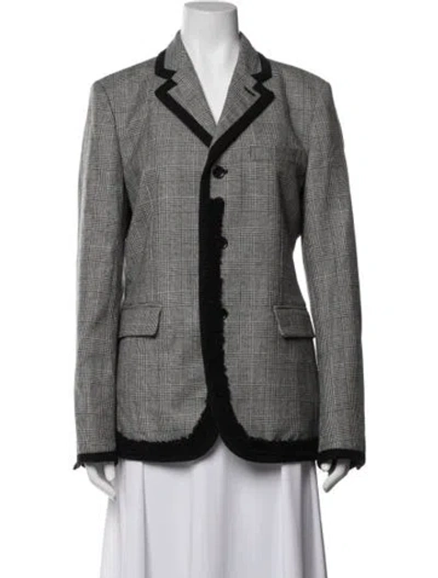 Pre-owned Black Comme Des Garçons Wool Plaid Print Blazer In Black