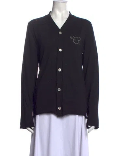 Pre-owned Black Comme Des Garçons Wool V-neck Sweater In Blue