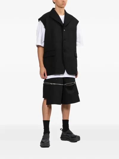 Black Comme Des Garçons Wool Waistcoat In Gray